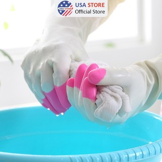 Găng Tay Rửa Bát Cao Su - ĐẦU NGÓN TAY PHỦ 2 LỚP - Bao Tay Rửa Chén Nhà Bếp