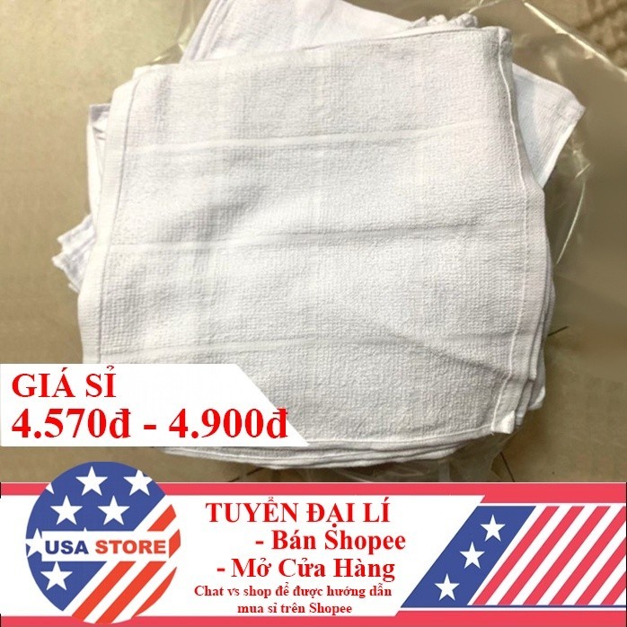 [Bán Sỉ] Khăn Vuông Lau Bát Đũa Chuyên Dụng - Màu Trắng - Sạch Sẽ - 27X 27 Cm