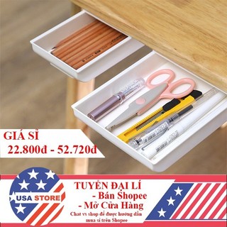 Tủ Ngăn Kéo Phụ Mini Bí Mật Nhựa Cao Cấp Di Động Đựng Đồ - Khay Gài Rời Phía Dưới Mặt Bàn Cất Đồ G6