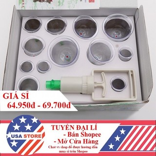 Bộ Giác Hơi 12 Cốc Kèm Phụ Kiện - Ống Giác Hơi Chân Không, Không Dùng Lửa - Hỗ Trợ Khỏi Cảm Nắng, Gió