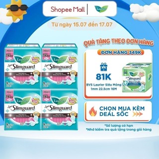 Combo 4 gói BVS Laurier siêu mỏng bảo vệ 1mm 25 cm 8 miếng