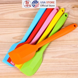 Spatula Phới Trộn Bột, Phới Dẹt Silicon - Xẻng Chiên Rán Thân Silicon