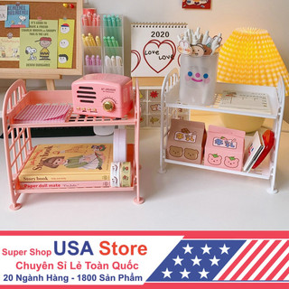 Kệ Nhựa Để Đồ 2 Tầng G11 - Mini Đựng Đồ Đa Năng Siêu Xinh Xắn - Trang Trí Bàn Học