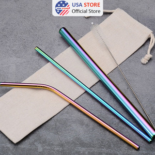 Set 3 Ống Hút Dài Inox 304 Đủ Size Kèm Chổi Cọ Rửa Và Túi Dây Rút (Màu Bạc)