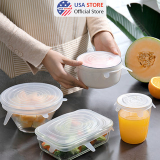 Set 6 Nắp Silicon S6 Đậy Tất Cả Đồ Hộp, Cốc, Bát, Thố, Đĩa Thức Ăn Cho Tủ Lạnh (Loại 1 - Dùng Được Lò Vi Sóng)