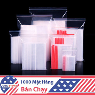[Xưởng Sản Xuất] Set 100 Túi Zip Chỉ Đỏ - Túi Khóa Zip Bấm Miệng Loại Dày Hàng Có Sẵn Nhiều Kích Thước