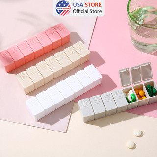 Hộp Khay Chia Ngăn Thuốc 7 Ngày Hộp Trắng Dài - Khay Đựng Thuốc Y Tế Gia Đình Hàng Ngày Mini Nhỏ Gọn Bỏ Túi