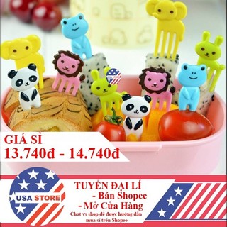 Kit 10 dĩa ăn hoa quả trái cây hình con thú