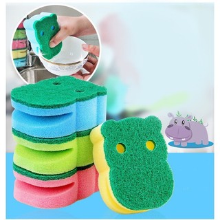 Cọ Xoong Mặt Cú Nhiều Mầu Có 2 Lỗ Kiêm Rửa Cốc, Cạnh Bát Cds1041