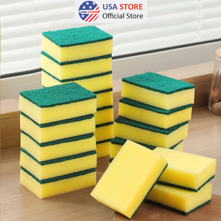Miếng Rửa Chén Bát 2 Mặt Chữ Nhật Xanh Vàng Tiện Dụng - Miếng Bọt Biển Tạo Bọt Cọ Rửa Xoong Nồi Siêu Sạch