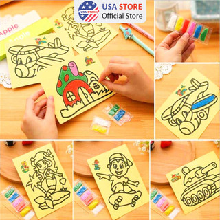 [Nhiều Mẫu] TRANH CÁT Cho Bé Tập Tô Vẽ Size Lớn 21X27 Cm - Có Sẵn Cát Màu Tươi Sáng Cho Trẻ Em Sáng Tạo