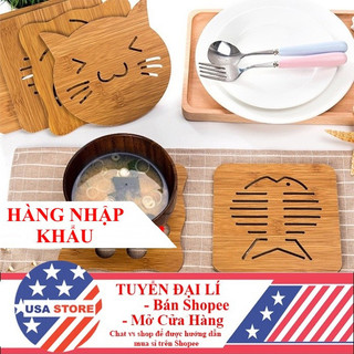 Combo Miếng Gỗ Lót Nồi Thú Vị Décor - Tấm Đế Bằng Gỗ Cách Nhiệt Phụ Kiện Bàn Ăn