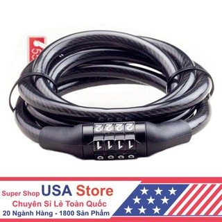 Khóa Dây Thép 4 Mã Số Xe Đạp - Xe Máy Siêu Bền 1.2 Mét VP01 (Đen)