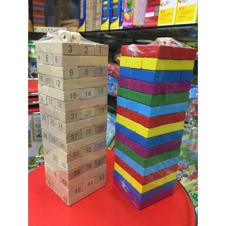 [Cỡ 28cm] Bộ Đồ Chơi Rút Gỗ 48/54 Thanh Xếp Hình Domino Xả Stress - Trò Chơi Gắn Kết Gia Đình