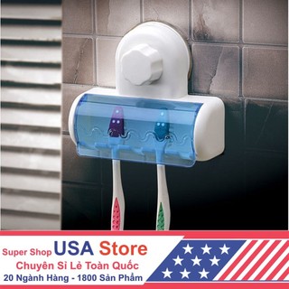 Giá Treo Đựng 5 Bàn Chải Đánh Răng - Kệ Để Bàn Chải Treo Tường Cho Cả Gia Đình USA Store (Xanh)