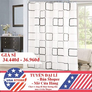 Rèm Cửa Nhà Tắm Loại 9 Móc 1.8 x1.8 m - Họa Tiết Ô Vuông