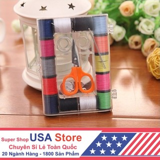 Bộ Hộp Kim Chỉ May Vá 19 Món Hộp Dẹp J5 Gia Đình - Kim Khâu, Chỉ, Kéo, ...