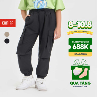 Quần kaki bé trai canifa dáng rộng túi hộp cạp chun bo gấu 2bk24c001