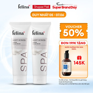 Combo 2 Gel tắm tẩy tẩy tế bào chết body Felina Home Spa hạt mơ nghiền 300ml/tuýp - da sáng mịn sạch mụn