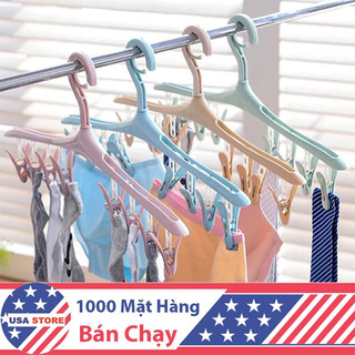 Dàn Móc Phơi Đồ H8 Mới - Móc Treo 8 Kẹp Phơi Quần Áo, Tất, Đồ Lót