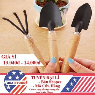 Bộ Cuốc Xẻng Mini Trồng Cây Cảnh  - Dụng Cụ 3 Món Chăm Sóc Cây Bonsai, Làm Vườn, Chăm Xương Rồng