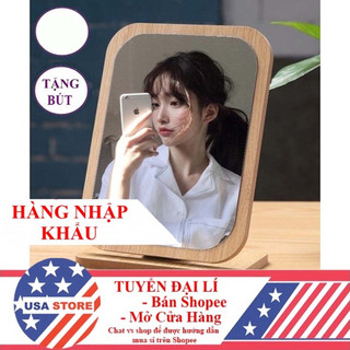 [Tặng Bút 10k] Gương Soi Khung Gỗ Hàn Quốc Để Bàn Trang Điểm S2 - Trang Trí Phòng Ngủ