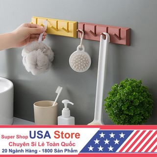Móc Treo Đồ 4 Móc V6 Dáng Ngang - Size Lớn 21Cm - Dán Tường Đa Năng - Móc Treo Chìa Khóa, Quần Áo Tiện Lợi