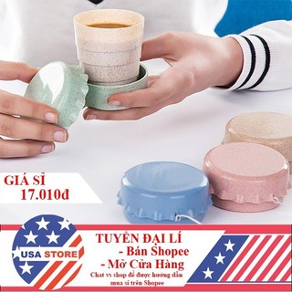 Cốc Ly Uống Nước Gấp Gọn Nhựa Lúa Mạch Cá Nhân Văn Phòng Bỏ Túi