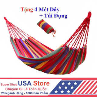 [Tặng Túi Vải Bố] Võng Du Lịch Sợi Vải Đan Canvas Size 280Cm - Võng Khu Cắm Trại - Võng Dã Ngoại Camping (Kèm Túi, Dây)