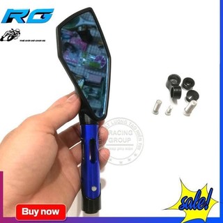 Gương Xe Máy Thời Trang - Kính Chiếu Hậu Xe Máy Kiểu Rizoma 5 Cạnh Loại 2 Mini 1 Cái Màu Xanh Dương