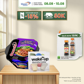 Combo omachi lẩu tự sôi bắp bò riêu cua 276g + hộp wake-up viên cà phê hòa tan sấy thăng hoa - 7 cấp độ