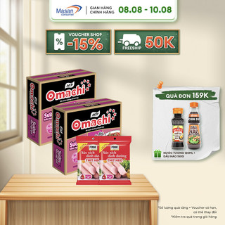 Combo 2 thùng omachi sườn hầm ngũ quả + 2 xúc xích tiệt trùng ponnie vị heo 70g