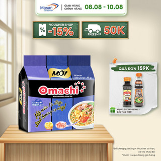 Mì Omachi Hương Vị Lẩu Bắp Bò Riêu Cua Gói 80g - Lốc 5 Gói x 80g