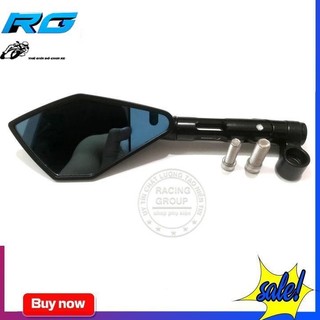 Gương Xe Máy Thời Trang - Kính Chiếu Hậu Xe Máy Kiểu Rizoma 5 Cạnh Loại 2 Màu Đen 1 Cái Đủ Ốc Gắn Và Lục Giác