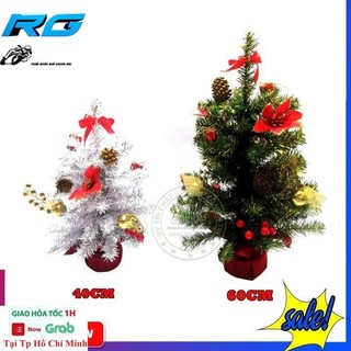 Cây Thông Mini Để Bàn Trang Trí Noel Kèm Phụ Kiện Hàng Việt Nam Cao Cấp Màu Trắng Bạc Và Xanh Vàng