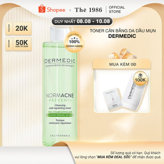 Toner Dermedic cho da dầu mụn, làm dịu, se khít lỗ chân lông Normacne Preventi Cleansing And Regulating Skin Toner 200ml