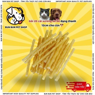 Gói 20 cái xương da bò dạng thanh 12cm cho cún 🐶