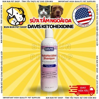 Sữa tắm cho thú cưng Davis KetoHexidine Shampoo trị nấm da, ngứa, nhiễm trùng da
