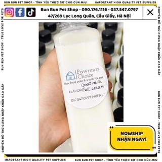 [PAWRENTS’ CHOICE] Sữa dê tươi nguyên kem dành cho cún miu/chó mèo 250ml