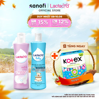 Bộ Dung Dịch Vệ Sinh Phụ Nữ Lactacyd Soft & Silky Dưỡng Ẩm 250ml + Sữa Tắm Gội Trẻ em Lactacyd Bb 250ml