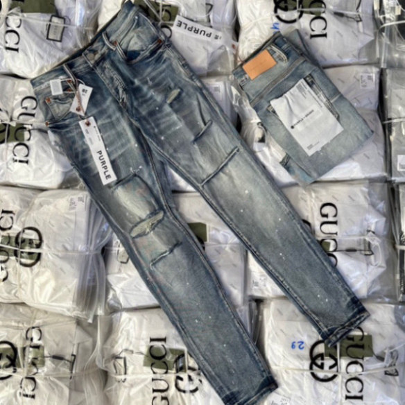 Quần Purple Jean Xanh Vẩy Sơn 4 Cúc Quần Bò Purple Xanh Bụi Vẩy Sơn Xanh Sáng Chất Co Giãn Phối Loan