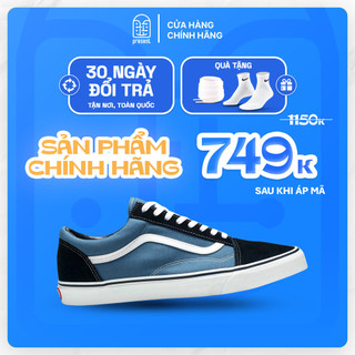 Giày vans chính hãng màu navy, vans old skool real fullbox, đổi trả 30 ngày Present Original Sneakers