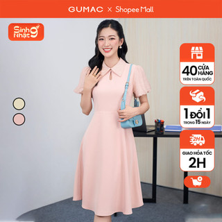 Đầm nữ dáng xòe thiết kế phối cổ giọt nước thời trang GUMAC DE06008