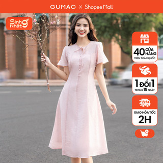 Đầm tơ đính nút thời trang gumac dd12039