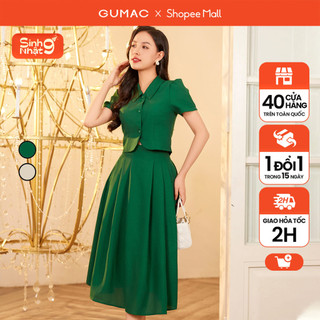Set lẻ áo lửng cổ danton thời trang gumac ae01054 - váy a xòe xếp ly thời trang gumac ve01055