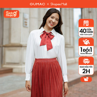 Áo sơ mi phối nơ thời trang gumac ad06043