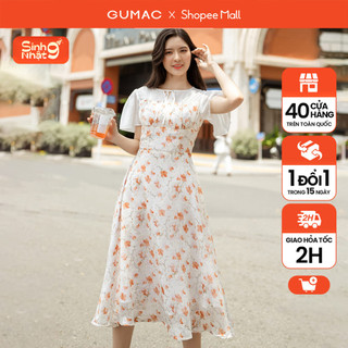 Đầm hoa phối vải tơ thời trang gumac dd06062