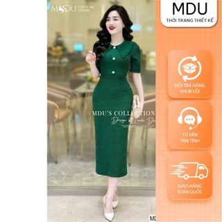 Váy Công Sở MDU3857 Dáng Ôm Nhẹ Body Sang Chảnh Thiết Kế Đính Ngọc Cao Cấp Từ MDU K51-D1-1