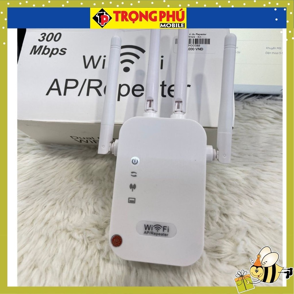 Kích wifi 4 râu Repeater 300Mbps - Sale off