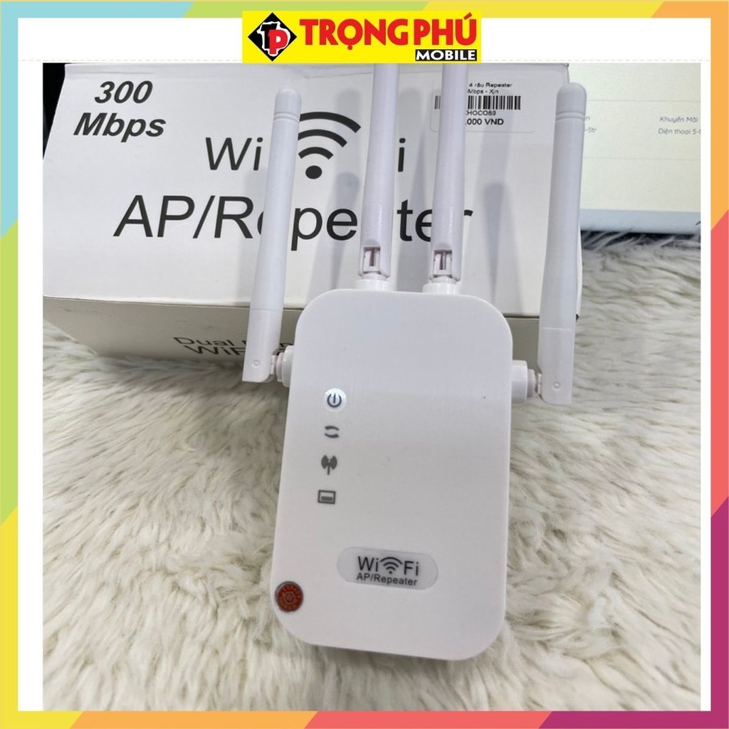 Kích wifi 4 râu Repeater 300Mbps - Mới ra